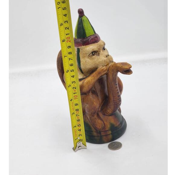 Vintage Circus Monkey Teapot Music Harmonica Snake Spout Whimsical Rare Quirk 9" - Picture 9 of 16